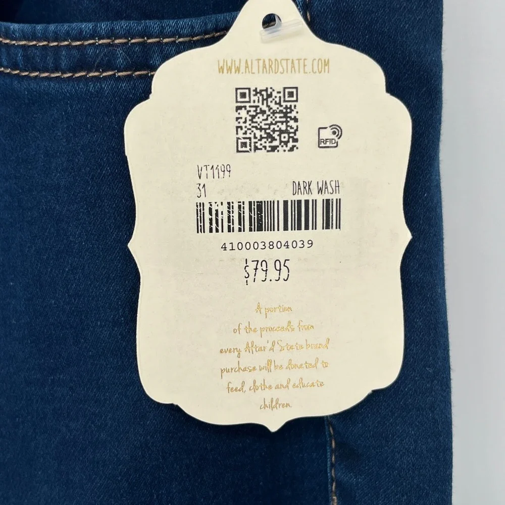 NWT Altar'd State Button Front Bell Bottom Jeans Festival Boho Stretch 31 Tall
